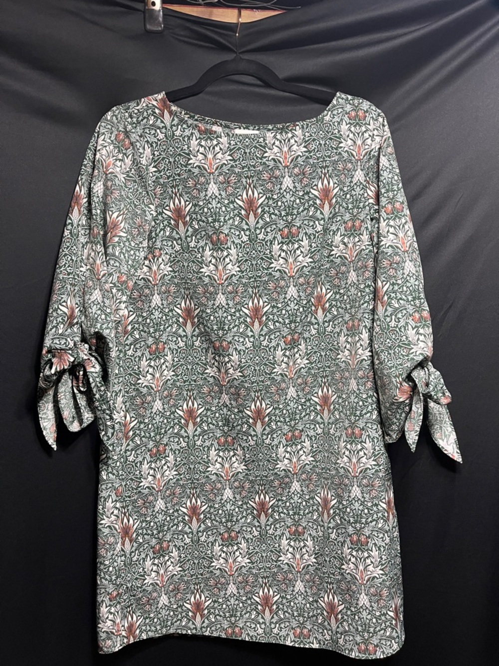 Floral Tie-Sleeve Midi Dress - Green